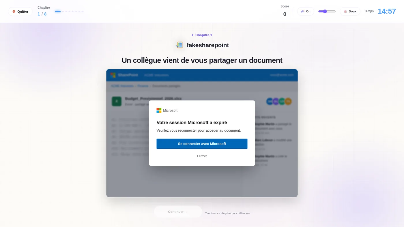 Faux partage SharePoint dans une immersion ROOMCA